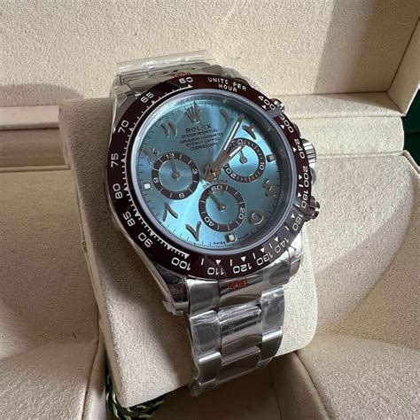 rolex daytona platinum ice-blue arabic dial|rolex ice blue dial.